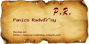 Panics Radvány névjegykártya